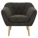 Fotel PIRS - ciemnoszary, welwet - nóżki,  buk
