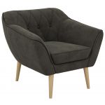 Fotel PIRS - ciemnoszary, welwet - nóżki,  buk