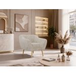 Fotel PIRS - beżowy, sztruks - nóżki,  buk