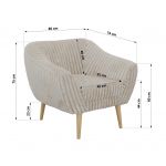 Fotel PIRS - beżowy, sztruks - nóżki,  buk