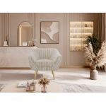 Fotel PIRS - beżowy, sztruks - nóżki,  buk