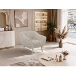 Fotel PIRS - beżowy, sztruks - nóżki,  buk