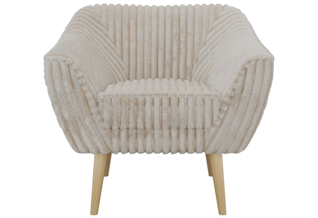 Fotel PIRS - beżowy, sztruks - nóżki,  buk