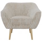 Fotel PIRS - beżowy, sztruks - nóżki,  buk