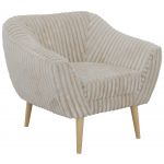 Fotel PIRS - beżowy, sztruks - nóżki,  buk
