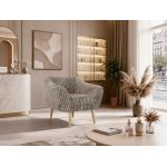 Fotel PIRS - jasnobrązowy, sztruks - nóżki,  buk