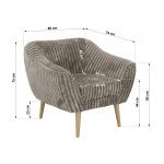 Fotel PIRS - jasnobrązowy, sztruks - nóżki,  buk