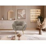 Fotel PIRS - jasnobrązowy, sztruks - nóżki,  buk