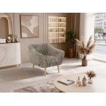 Fotel PIRS - jasnobrązowy, sztruks - nóżki,  buk