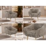 Fotel PIRS - jasnobrązowy, sztruks - nóżki,  buk