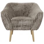 Fotel PIRS - jasnobrązowy, sztruks - nóżki,  buk