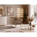 Fotel PIRS - brązowy, sztruks - nóżki,  buk