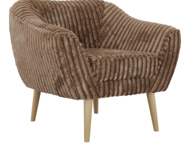 Fotel PIRS - brązowy, sztruks - nóżki,  buk