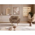 Fotel PIRS - brązowy, sztruks - nóżki,  buk