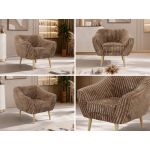 Fotel PIRS - brązowy, sztruks - nóżki,  buk