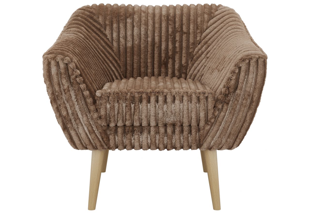 Fotel PIRS - brązowy, sztruks - nóżki,  buk