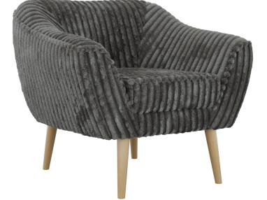 Fotel PIRS - szary, sztruks - nóżki,  buk