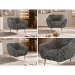 Fotel PIRS - szary, sztruks - nóżki,  buk