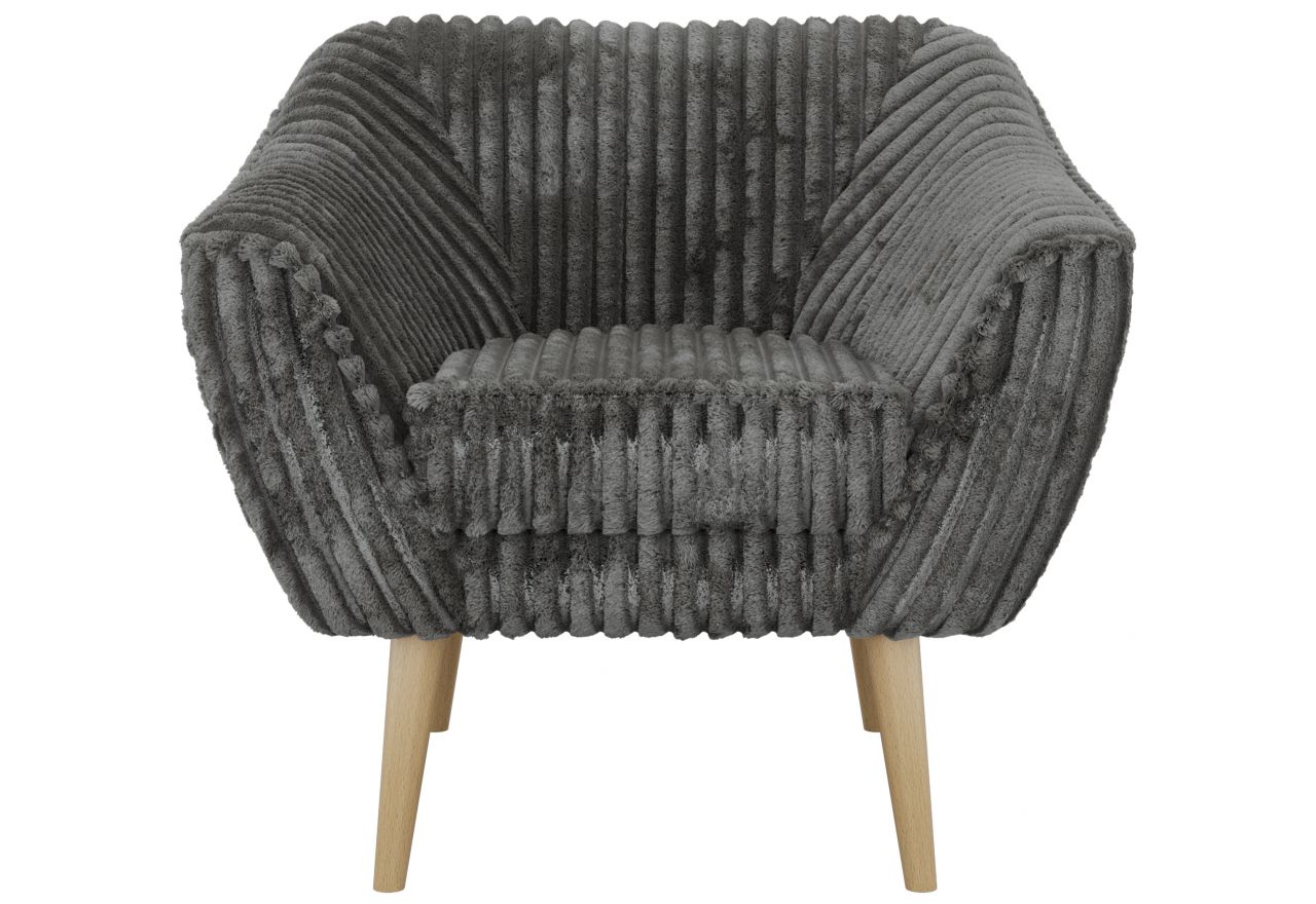 Fotel PIRS - szary, sztruks - nóżki,  buk