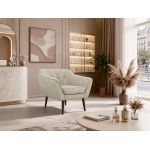 Fotel PIRS - kremowy, welwet - nóżki,  czarny