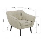 Fotel PIRS - kremowy, welwet - nóżki,  czarny