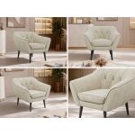 Fotel PIRS - kremowy, welwet - nóżki,  czarny