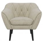 Fotel PIRS - kremowy, welwet - nóżki,  czarny