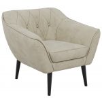 Fotel PIRS - kremowy, welwet - nóżki,  czarny