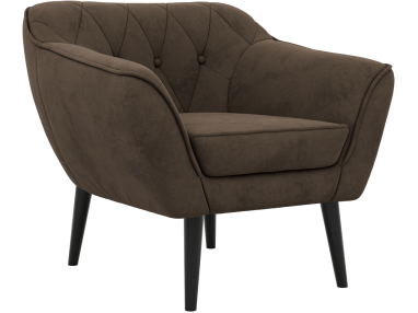 Fotel PIRS - brązowy, welwet - nóżki,  czarny