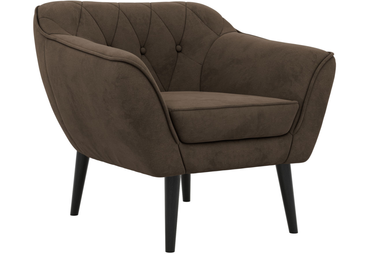 Fotel PIRS - brązowy, welwet - nóżki,  czarny