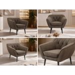 Fotel PIRS - brązowy, welwet - nóżki,  czarny