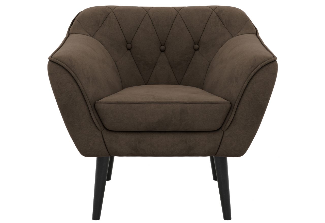Fotel PIRS - brązowy, welwet - nóżki,  czarny