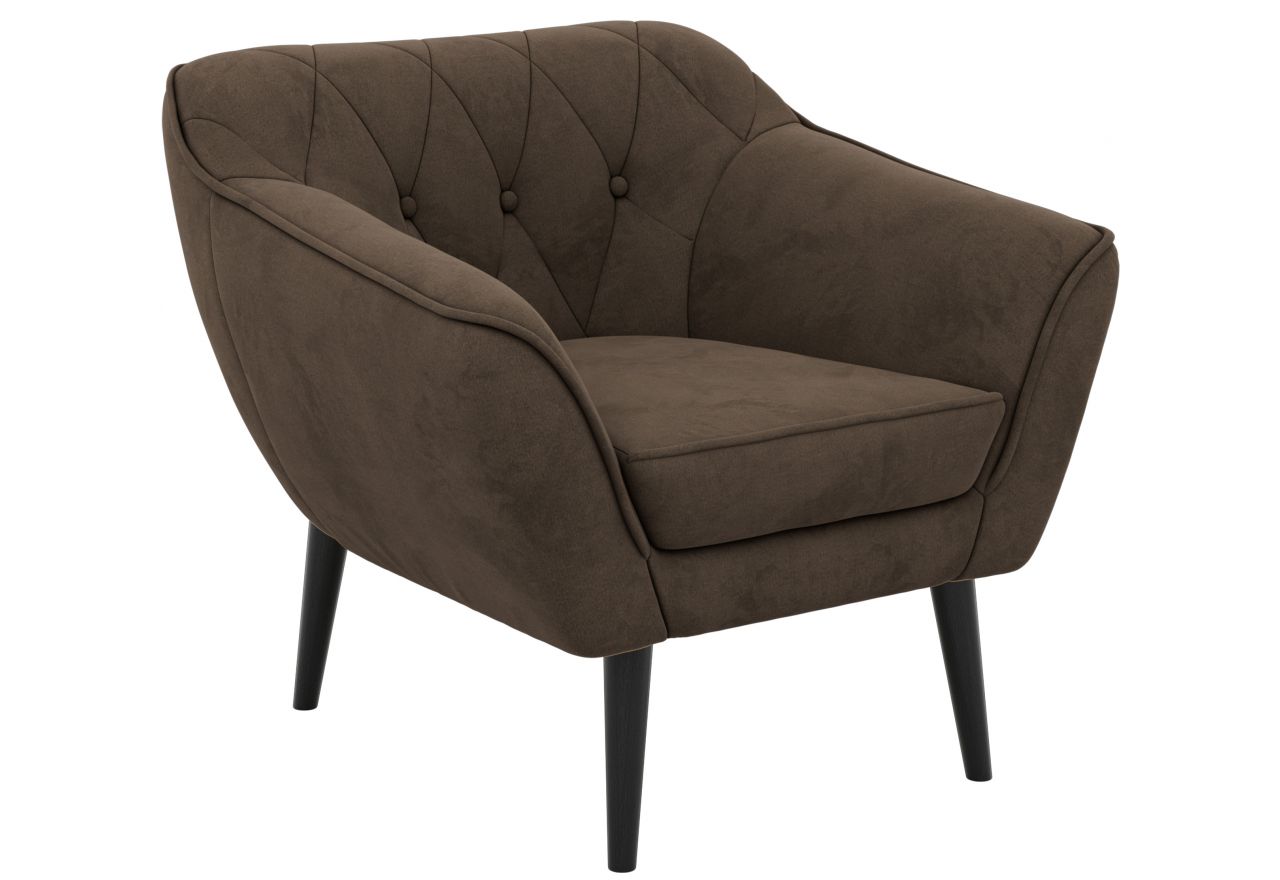 Fotel PIRS - brązowy, welwet - nóżki,  czarny