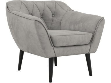 Fotel PIRS - jasnoszary, welwet - nóżki,  czarny