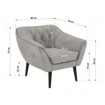 Fotel PIRS - jasnoszary, welwet - nóżki,  czarny