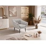 Fotel PIRS - jasnoszary, welwet - nóżki,  czarny