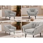 Fotel PIRS - jasnoszary, welwet - nóżki,  czarny