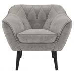 Fotel PIRS - jasnoszary, welwet - nóżki,  czarny