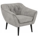 Fotel PIRS - jasnoszary, welwet - nóżki,  czarny