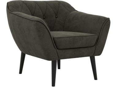 Fotel PIRS - ciemnoszary, welwet - nóżki,  czarny