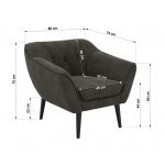 Fotel PIRS - ciemnoszary, welwet - nóżki,  czarny