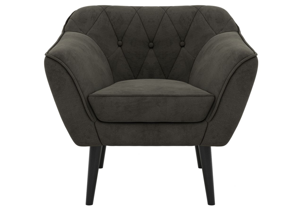 Fotel PIRS - ciemnoszary, welwet - nóżki,  czarny