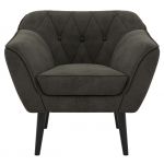 Fotel PIRS - ciemnoszary, welwet - nóżki,  czarny