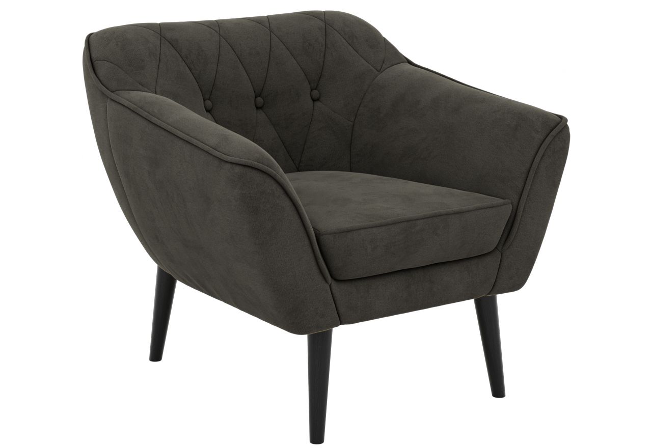 Fotel PIRS - ciemnoszary, welwet - nóżki,  czarny