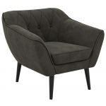Fotel PIRS - ciemnoszary, welwet - nóżki,  czarny