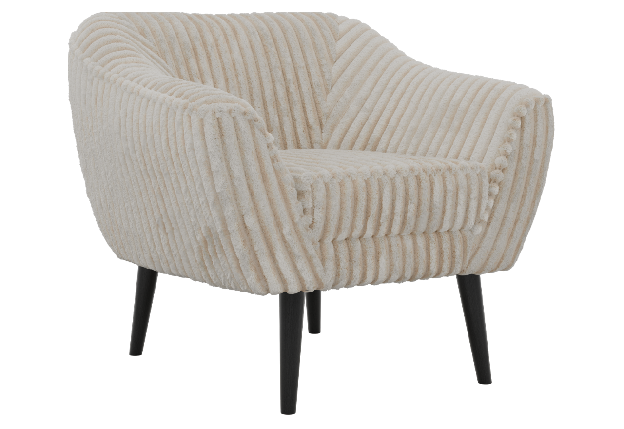 Fotel PIRS - beżowy, sztruks - nóżki,  czarny