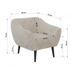 Fotel PIRS - beżowy, sztruks - nóżki,  czarny