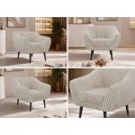 Fotel PIRS - beżowy, sztruks - nóżki,  czarny