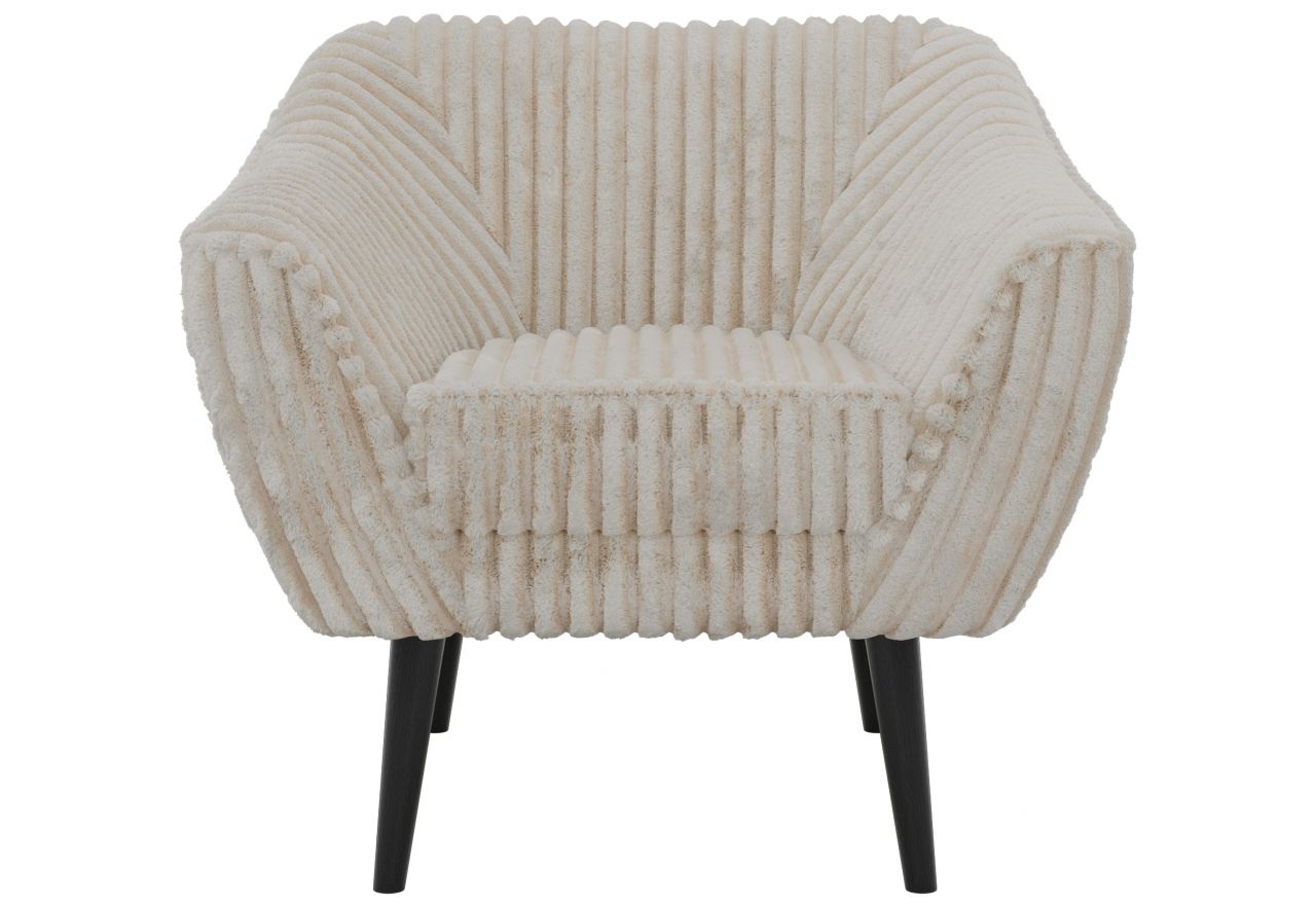 Fotel PIRS - beżowy, sztruks - nóżki,  czarny