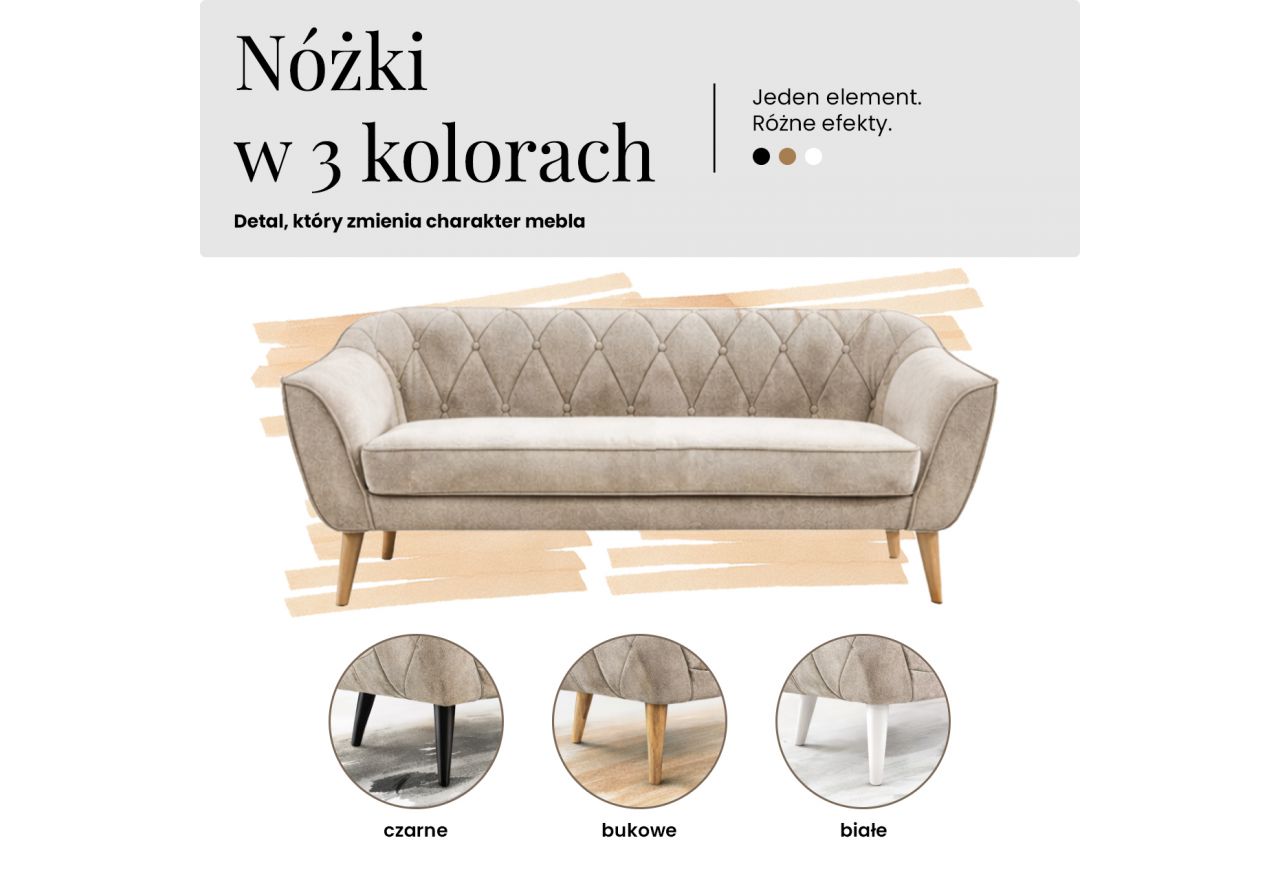 Fotel PIRS - beżowy, sztruks - nóżki,  czarny